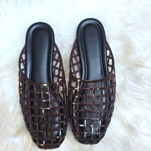 Vince Brown Woven Mules
